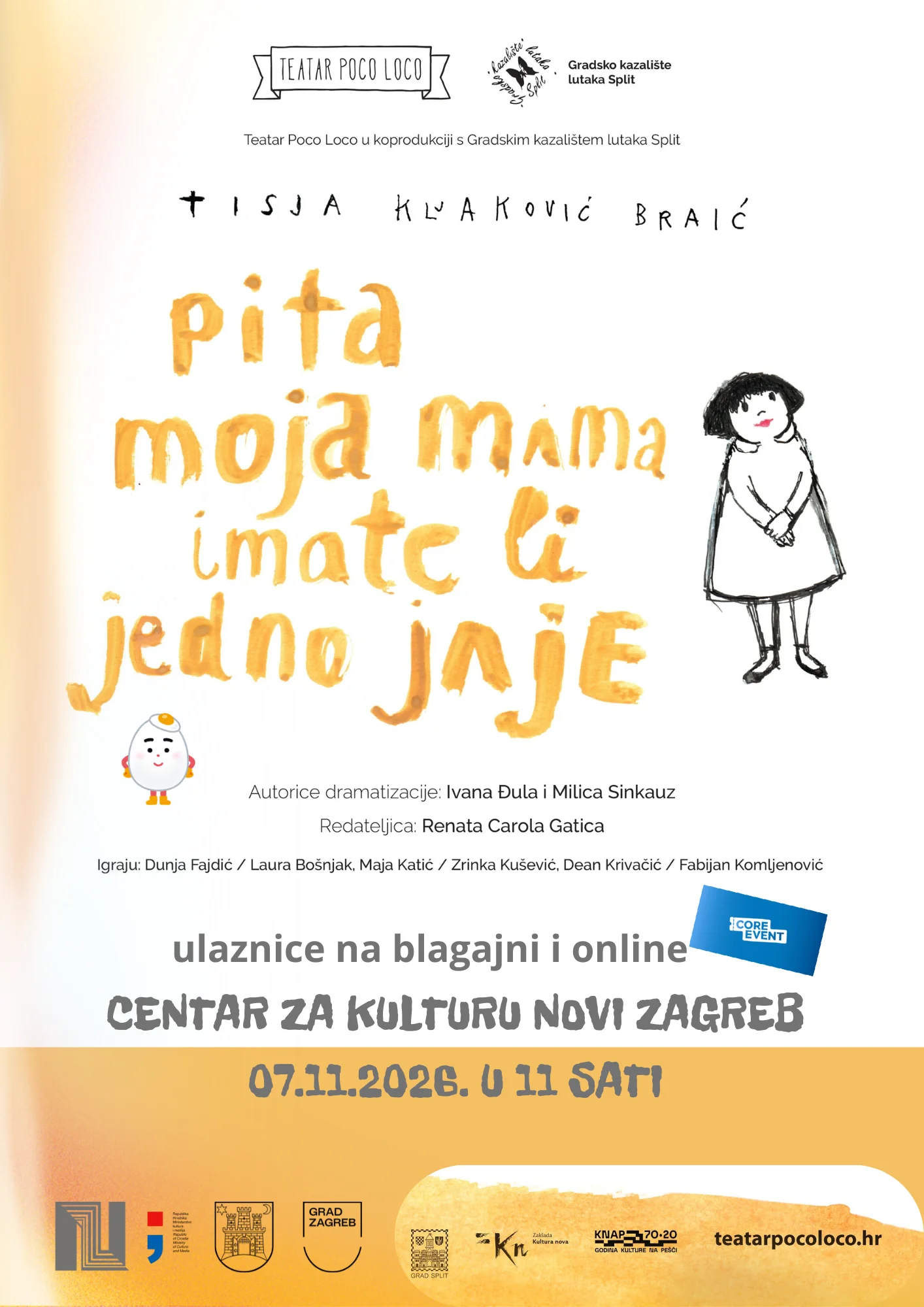PREDSTAVA ZA DJECU – „Pita moja mama imate li jedno jaje“ (Teatar Poco Loco)